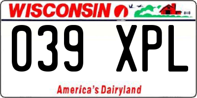 WI license plate 039XPL