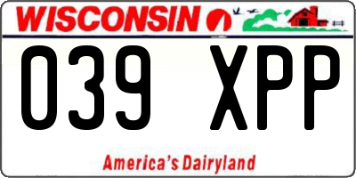 WI license plate 039XPP