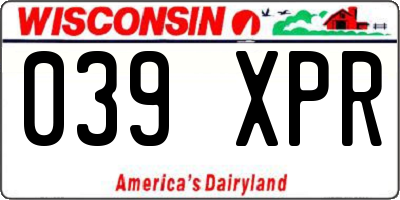 WI license plate 039XPR