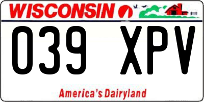 WI license plate 039XPV