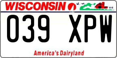 WI license plate 039XPW