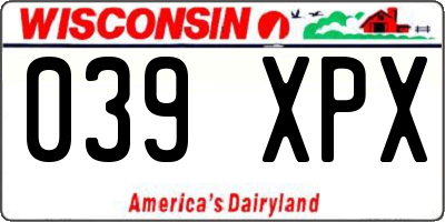 WI license plate 039XPX