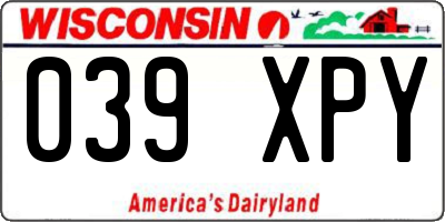 WI license plate 039XPY