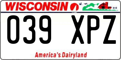 WI license plate 039XPZ