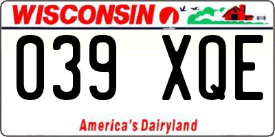 WI license plate 039XQE