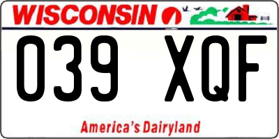 WI license plate 039XQF