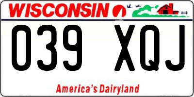 WI license plate 039XQJ