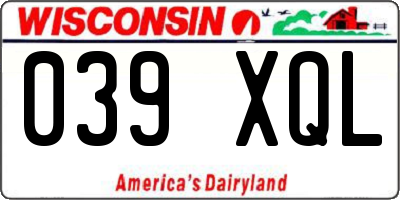 WI license plate 039XQL