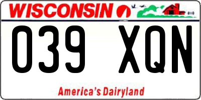 WI license plate 039XQN