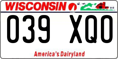 WI license plate 039XQO