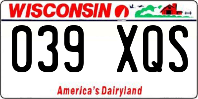 WI license plate 039XQS
