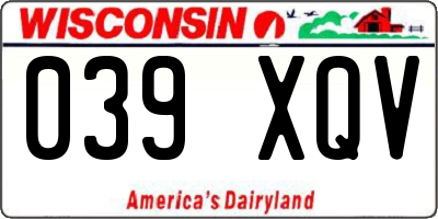 WI license plate 039XQV