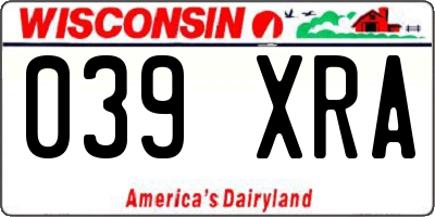 WI license plate 039XRA