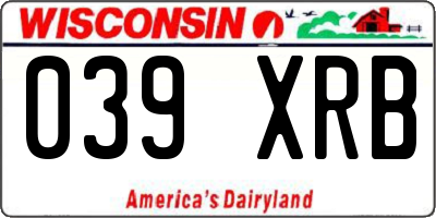 WI license plate 039XRB