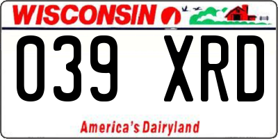 WI license plate 039XRD