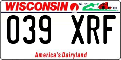 WI license plate 039XRF
