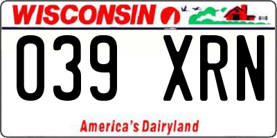 WI license plate 039XRN