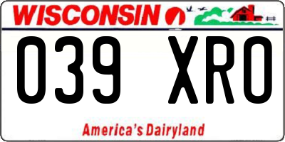 WI license plate 039XRO