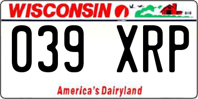WI license plate 039XRP
