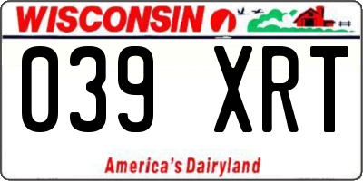 WI license plate 039XRT