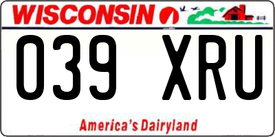 WI license plate 039XRU