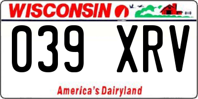 WI license plate 039XRV