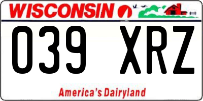 WI license plate 039XRZ