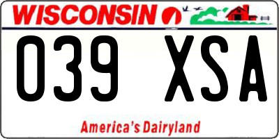 WI license plate 039XSA