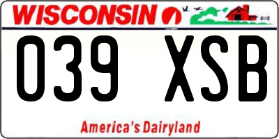 WI license plate 039XSB