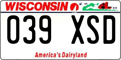 WI license plate 039XSD