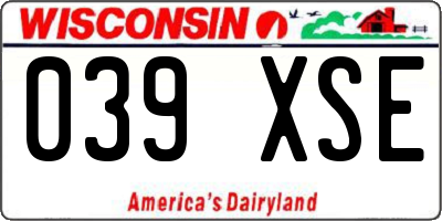 WI license plate 039XSE