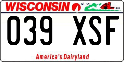 WI license plate 039XSF