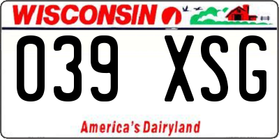 WI license plate 039XSG