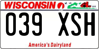 WI license plate 039XSH
