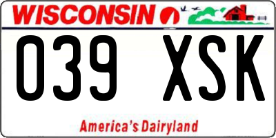 WI license plate 039XSK