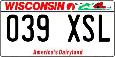 WI license plate 039XSL