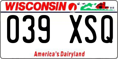 WI license plate 039XSQ