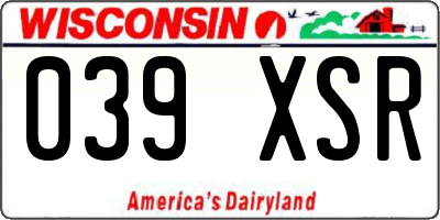 WI license plate 039XSR