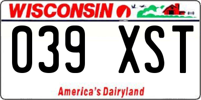 WI license plate 039XST