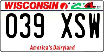 WI license plate 039XSW
