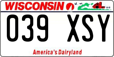 WI license plate 039XSY