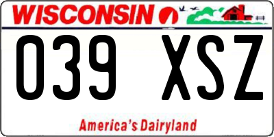 WI license plate 039XSZ