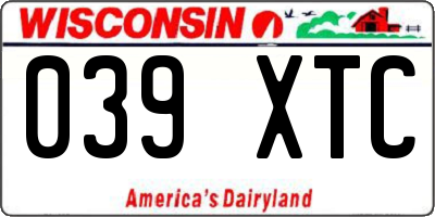 WI license plate 039XTC