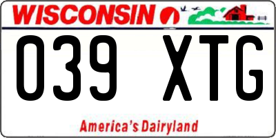 WI license plate 039XTG