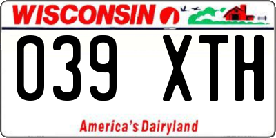 WI license plate 039XTH