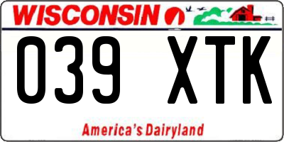 WI license plate 039XTK