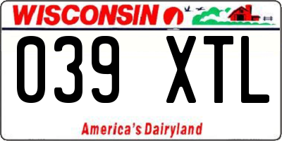 WI license plate 039XTL