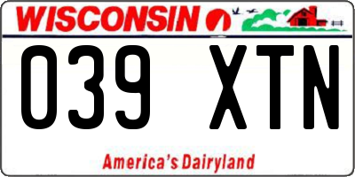 WI license plate 039XTN