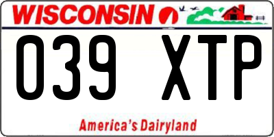 WI license plate 039XTP