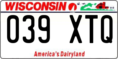 WI license plate 039XTQ